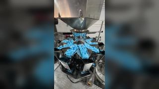 300gミョウバン顆粒用自動回転式既成パウチ包装機