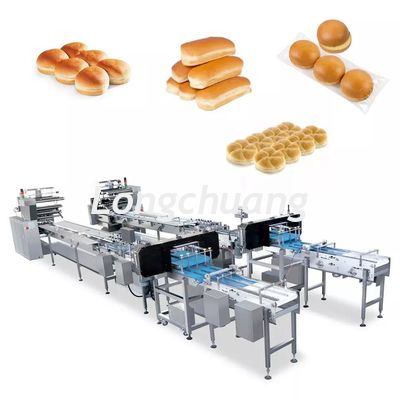 品質  Multifunction Bakery Food Automatic Feeding Line Burger Bun Hot Dog Hamburger Packaging Machine 工場